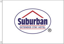 Suburban Extended Stay Nylon Flag. Printed, Canvas Heading and Brass Grommets