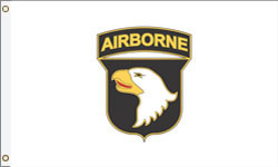 2 x 3 ft.  Nylon 101st Airborne Flag.  Printed, Canvas Heading and Brass Grommets, Made in America.