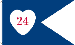 3 x 5 ft. Nylon 24th Corp HQ Guidon 1864 Flag. Printed, Canvas Heading and Brass Grommets