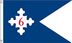 3 x 5 ft. Nylon 6th Corp HQ Guidon 1863 Flag. Printed, Canvas Heading and Brass GrommetsNylon Flag<b