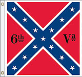 4 x 4 ft. Nylon 6th VA Inf Regiment Flag. Printed, Canvas Heading and Brass Grommets