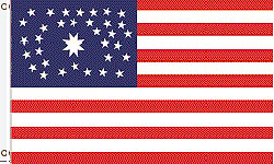 3 x 5 ft. Nylon 34 Star Kansas Double Medallion 1861 Flag. Printed, Canvas Heading and Brass Grommet