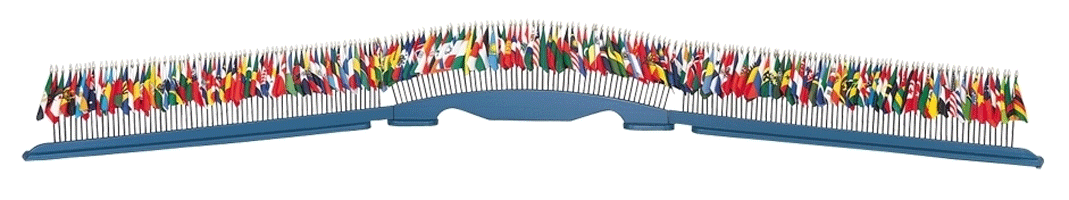4 x 6 in. Rayon 193 U.N. Member Nations Set, Flags Only. Mounted on 10  in. x 3/16 in. Black Plastic