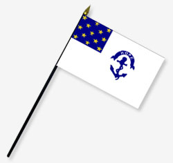4 x 6 in. Rayon Nylon Rhode Island Regiment Flag. Mounted on 10 in. x 3/16 in. Dia. Black Plastic St