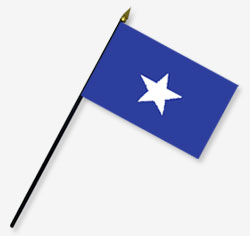 4 x 6 in. Rayon Nylon Bonnie Blue Flag. Mounted on 10 in. x 3/16 in. Dia. Black Plastic Staff with G