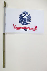 4 x 6 in. Hand Held Budget Army Flag.  Poly-Plastic on Gold 3/16 in. X 10 in. Staff with Spear Tip