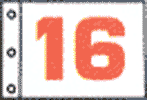 14 x 20 in. Nylon White Golf Flag #16, Red Numbers, Heading and Three Grommets