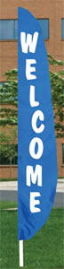 7 ft. x 17 in. Welcome, Blue Feather Flag Nylon, Sewn with Pole Sleeve