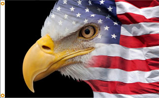 3 x 5 ft. Nylon U S Flag Eagle Flag, Printed, Canvas Heading and Brass Grommets