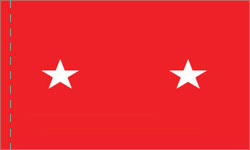 2 Star Major General Army Indoor Plain, No Fringe Flags