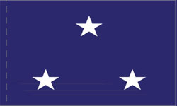 3 Star Vice Admiral Navy Indoor Plain, No Fringe Flags